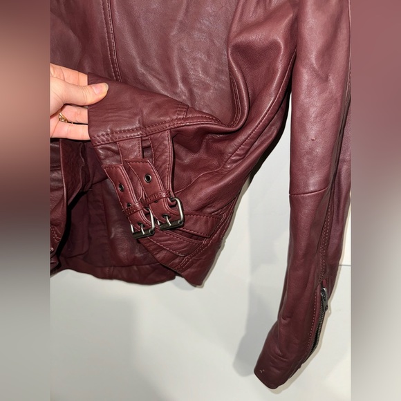 Lucky Brand Burgundy 100% Lamb Leather Jacket - Picture 4 of 7